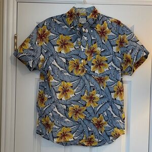 J. Crew Blue and Yellow Floral Shirt
